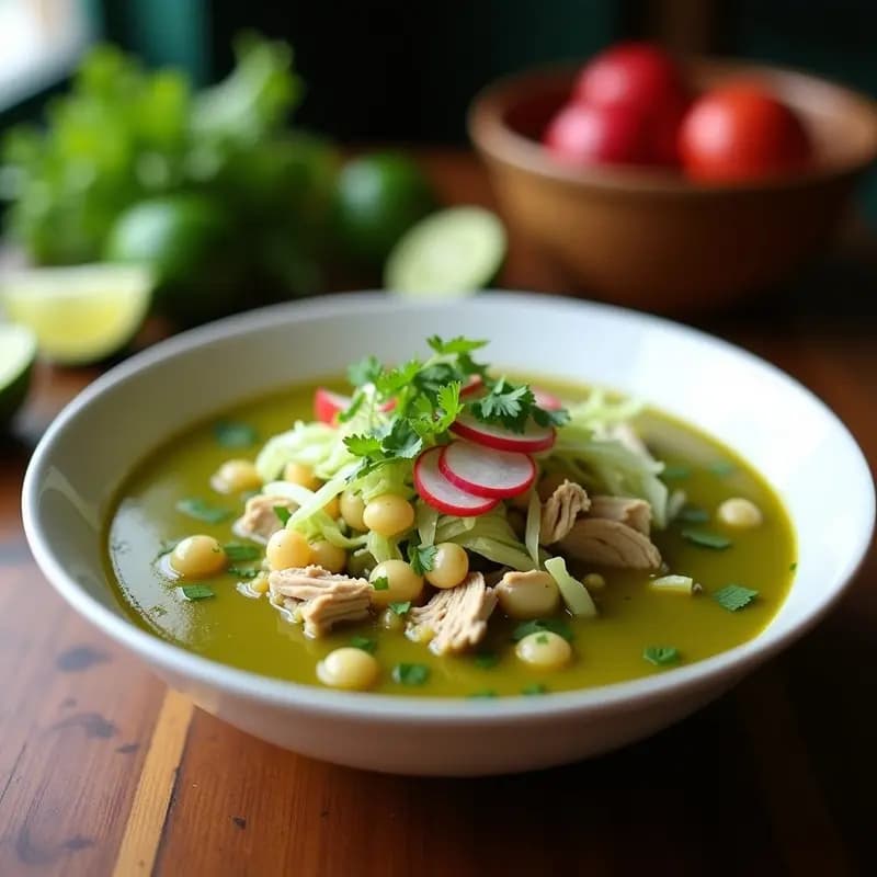Posole Verde con Pollo: Receta Mexicana Festiva en Olla de Cocción Lenta