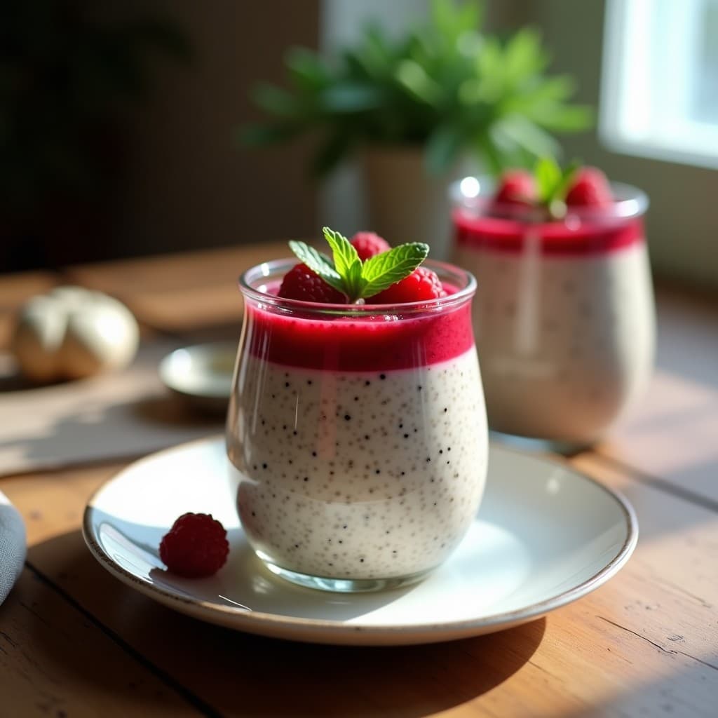 Postre de Chía con Leche de Almendras y Puré de Frambuesa: Receta Vegana Sin Azúcar en Frasco