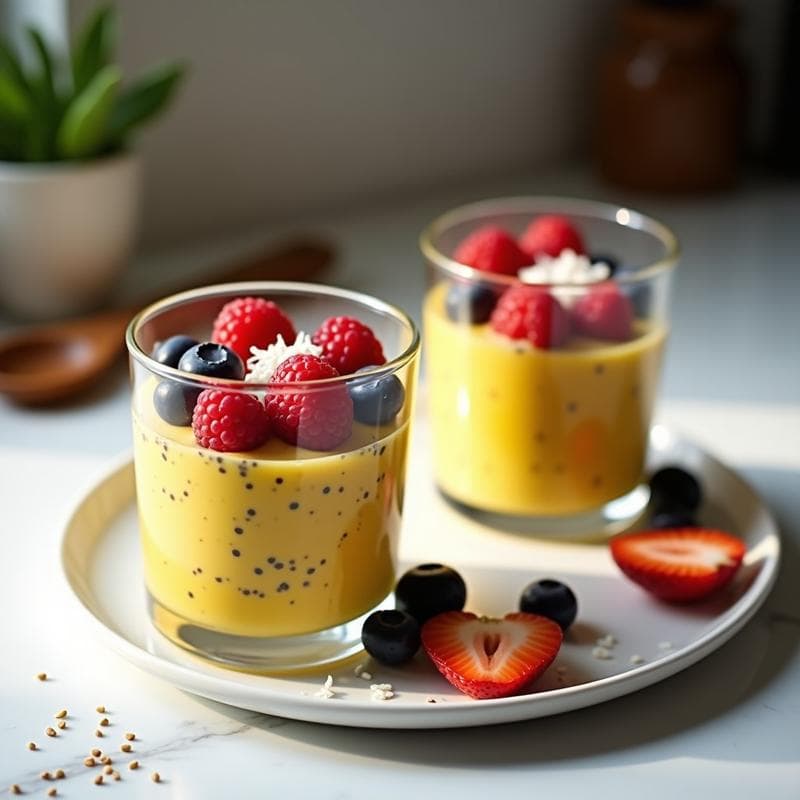 Postre de Chía y Leche de Cúrcuma con Frutos Rojos: Receta Antiinflamatoria Sin Azúcar