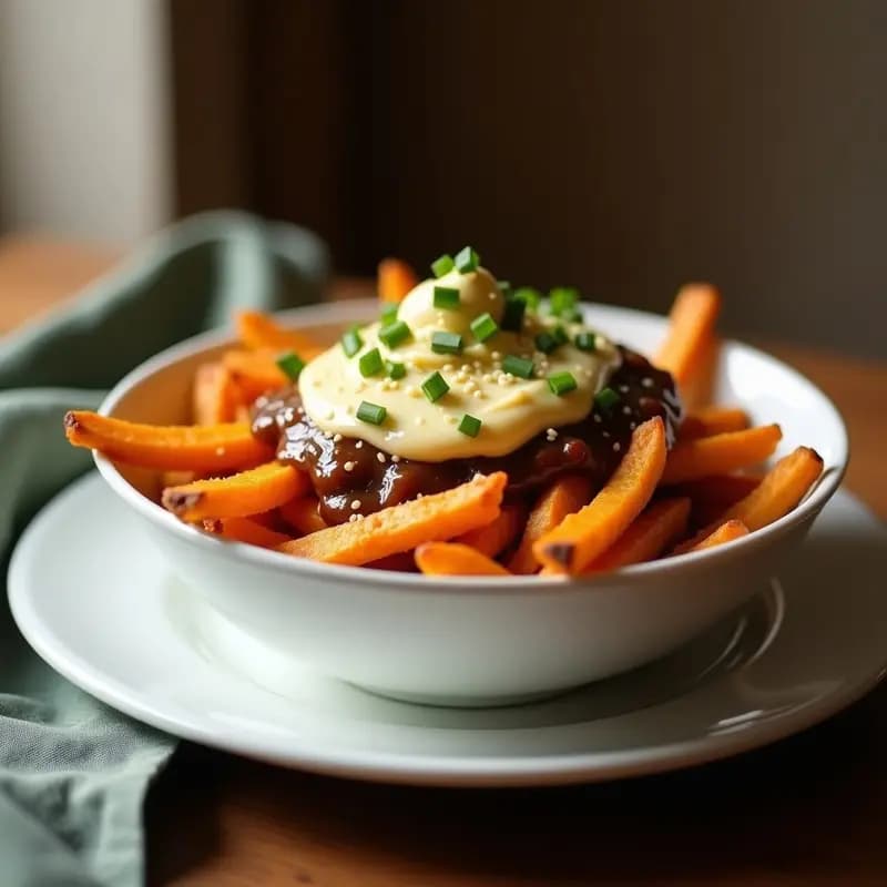 Poutine de Batata y Queso Vegano: Receta Canadiense Crujiente y Decadente en Airfryer