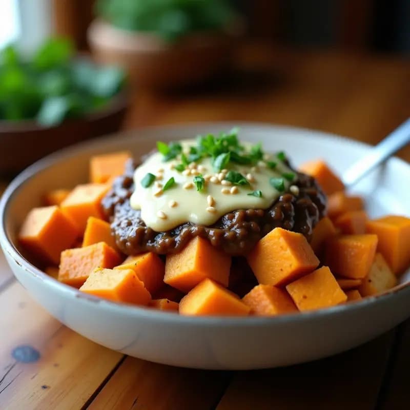 Poutine Vegana de Boniato y Queso Cashew: Receta Canadiense Sin Lactosa y Sin Gluten