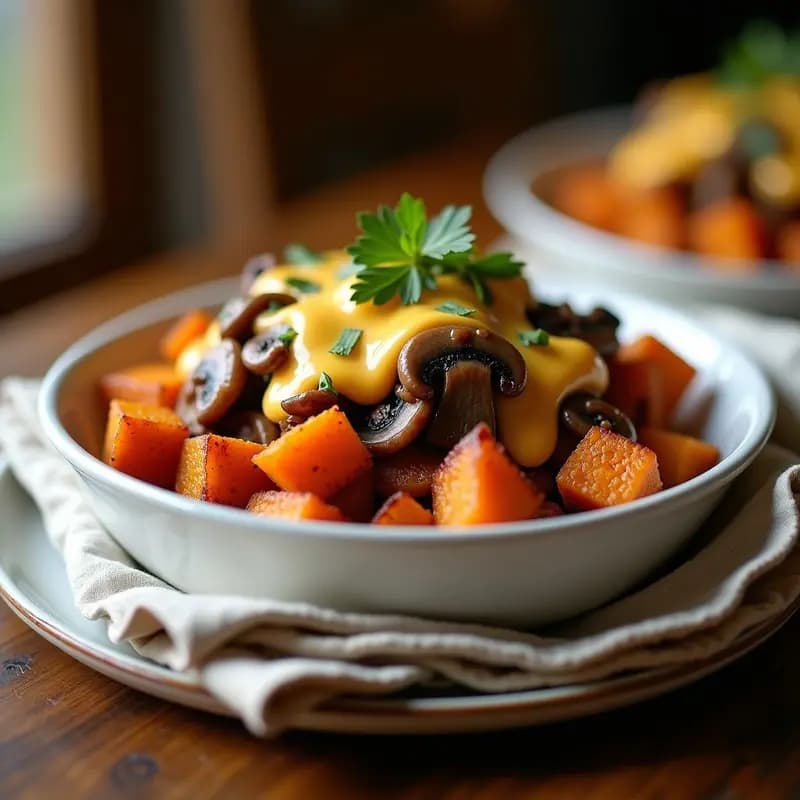 Poutine de Boniato y Queso Cheddar Vegano: Receta Canadiense Keto y Sin Lactosa