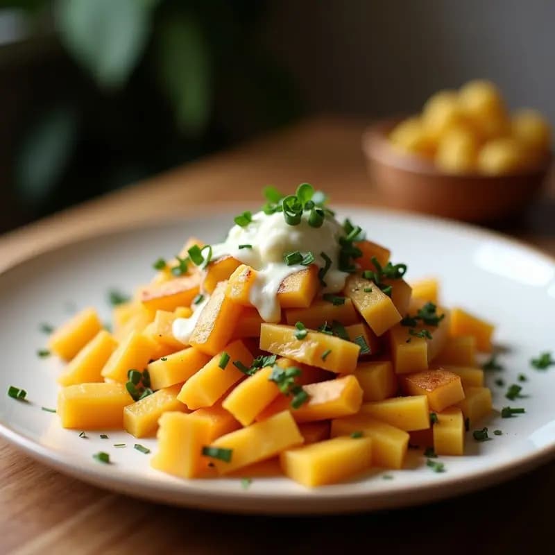 Poutine de Camote y Queso Vegano: Versión Saludable de la Receta Canadiense en Airfryer