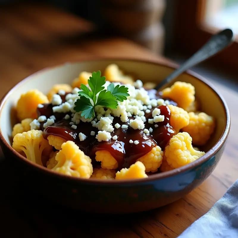 Poutine de Coliflor y Queso Azul: Versión Canadiense Keto y Sin Lactosa