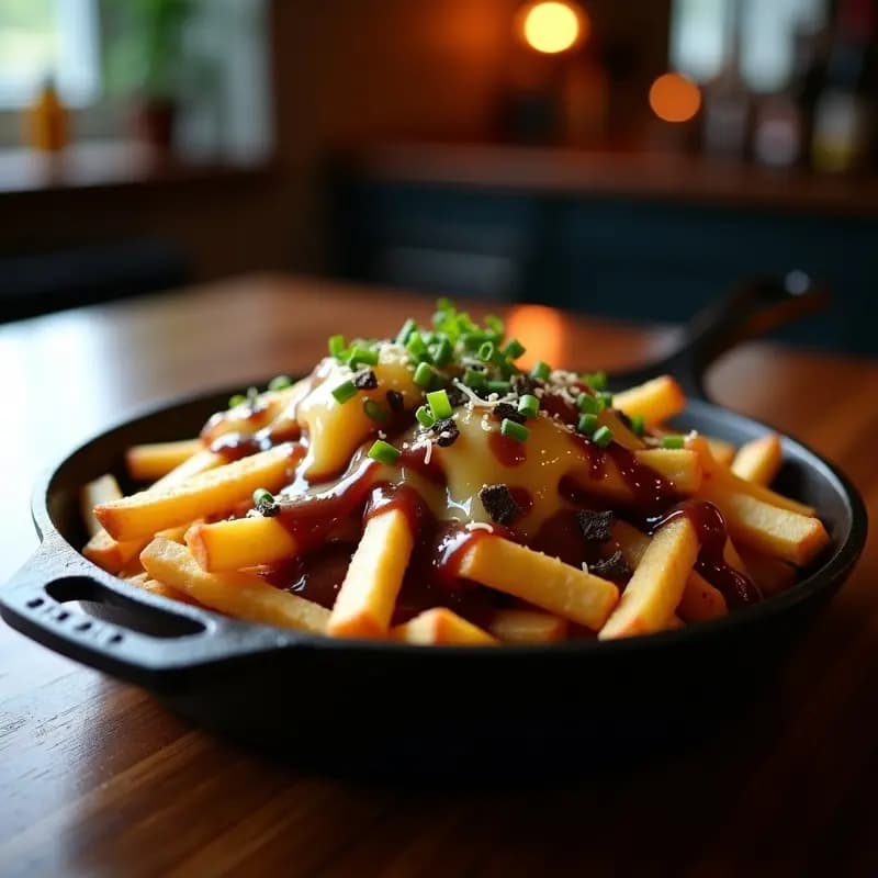 P OUTINE Canadiense con Grasa de Pato y Queso Cheddar: Receta Gourmet de Bar en Horno