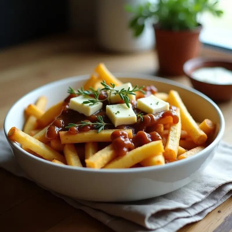 Poutine Francés con Patatas Crujientes y Queso Brie: Receta Decadente en Airfryer y Sin Lactosa