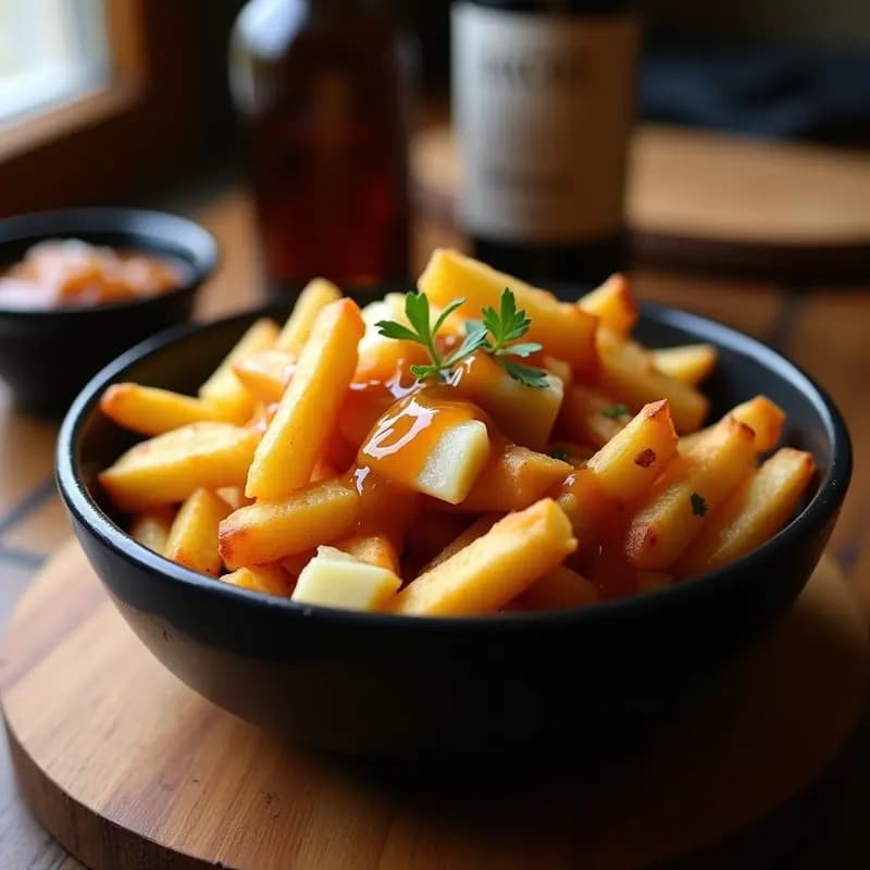Poutine de Patatas y Queso Cheddar con Gravy de Caramelo: Receta Canadiense Reinventada