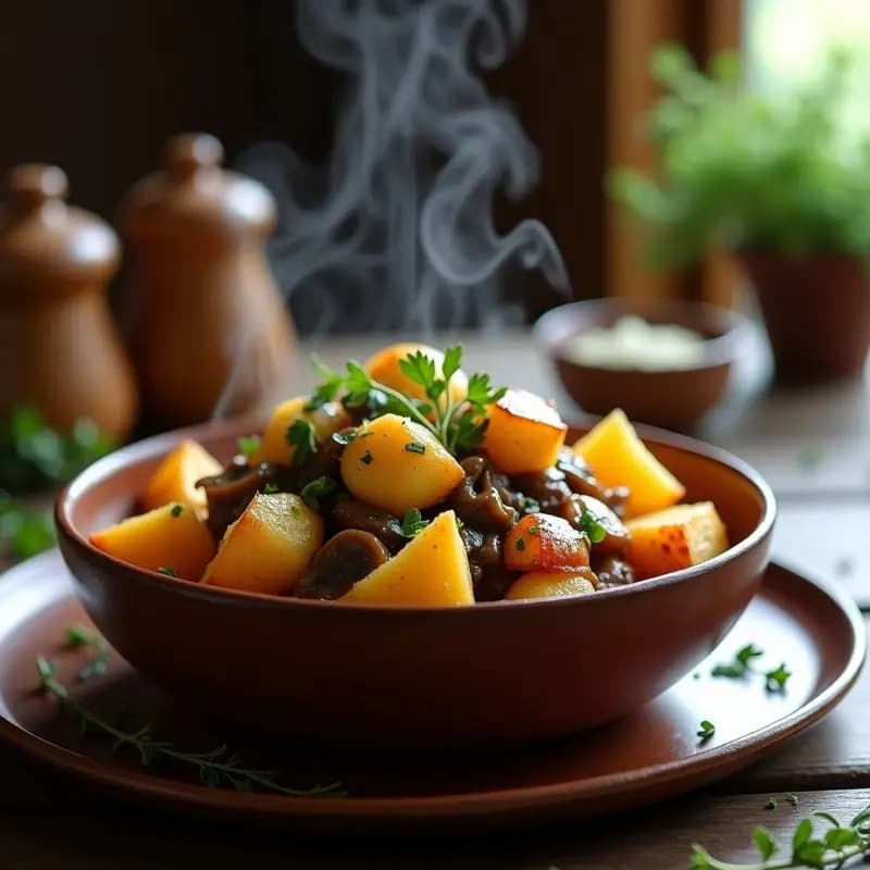 Poutine Canadiense con Queso en Granos y Salsa de Champiñones: Receta Tradicional más Saludable