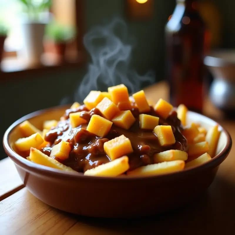 Poutine Canadiense con Queso Cheddar y Gravy de Carne: Comfort Food en 30 Minutos