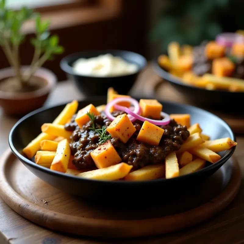Poutine Canadiense con Queso debuffalo y Salsa de Hongos: Receta Indulgente en Airfryer