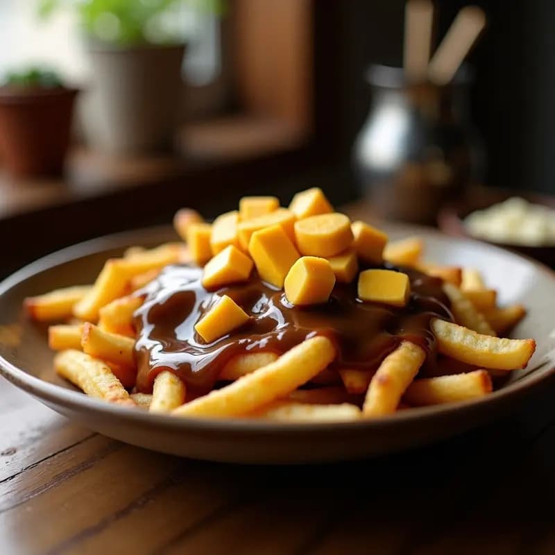 Poutine Canadiense con Queso en Trozos y Salsa de Gravy: Comida Reconfortante al Máximo