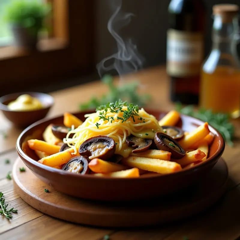 Poutine Canadiense con Queso Raclette y Salsa de Champiñones: Receta Contundente en Airfryer
