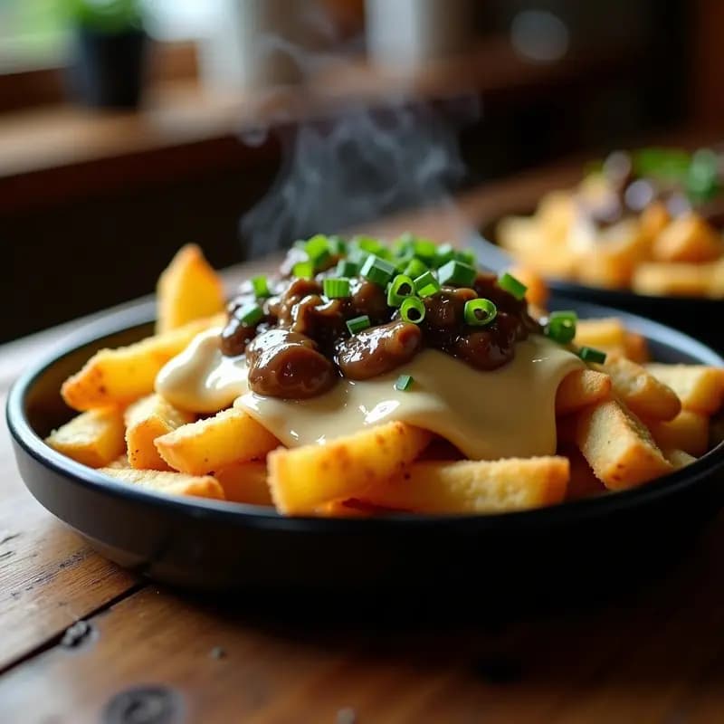 Poutine Canadiense con Queso Vegano y Salsa de Hongos: Receta Comfort Food