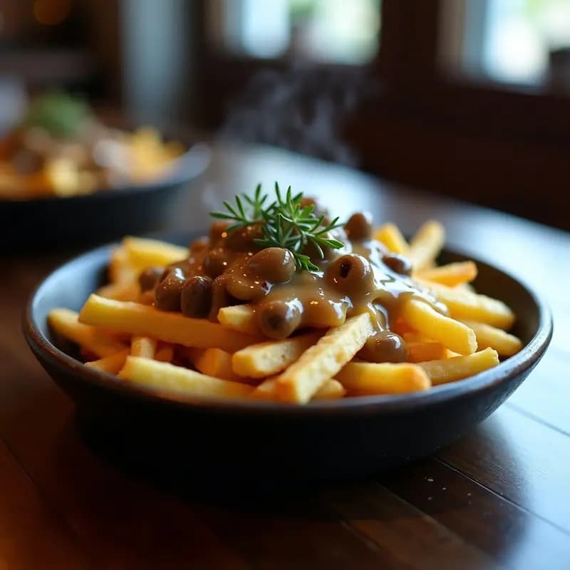 Poutine Vegana con Queso de Anacardo y Gravy de Hongos: Receta Canadience Sin Lactosa