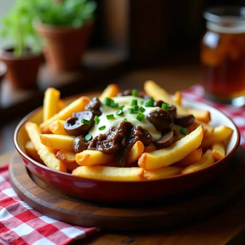 Poutín Vegana con Hongos Portobello y Queso de Mandioca: Receta Canadiense Sin Lactosa