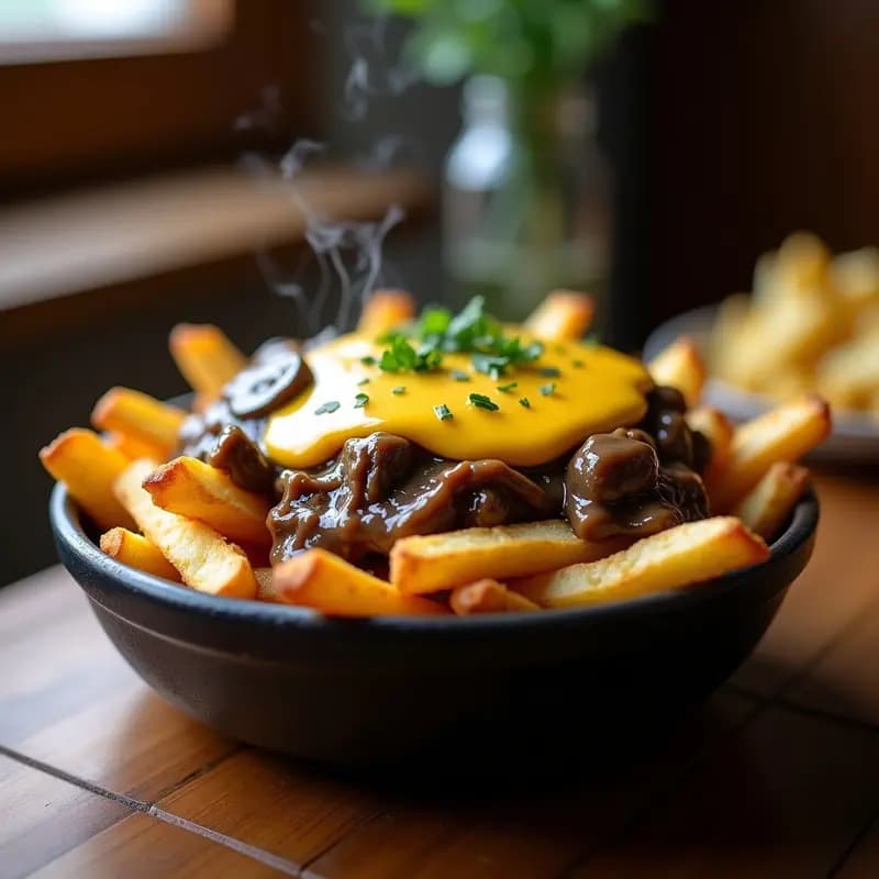 Poutine Vegana con Queso de Papa y Salsa de Hongos: Receta Canadá Sin Lácteos
