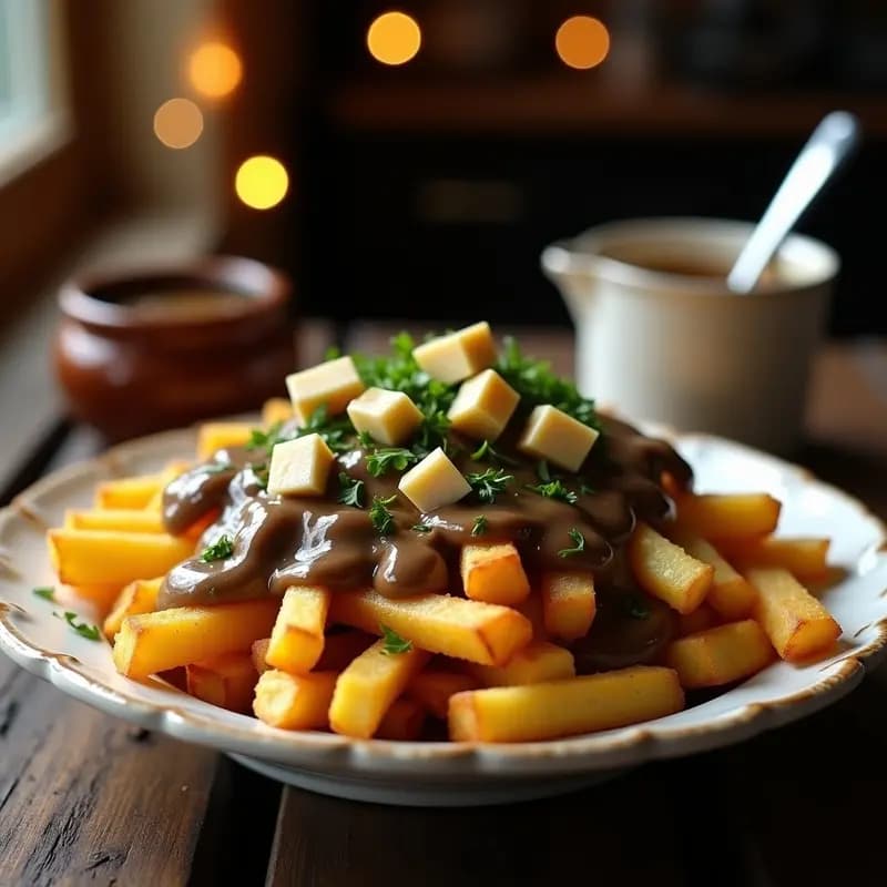 Poutine Canadiense con Queso Veganizado y Salsa de Hongos: Receta Decadente Sin Lácteos