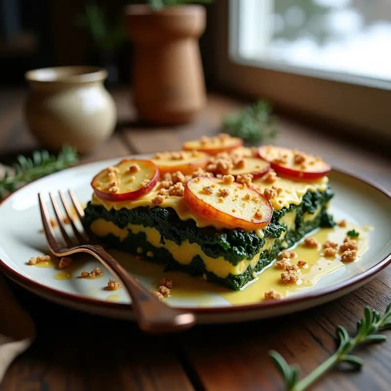 P outre de Patata y Col Rizada con Queso Vegano: Receta Francesa Vegana de Invierno