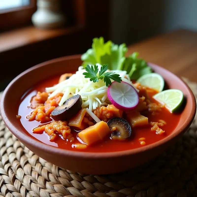 Pozole Rojo de Jackfruit: Receta Mexicana Vegana con Hongo Shitake y Chile Guajillo