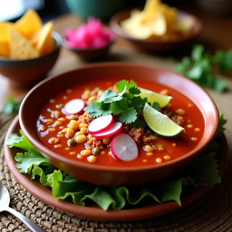 Pozole Rojo Vegano con Jackfruit y Radiches: Versión Mexicana Sin Carne