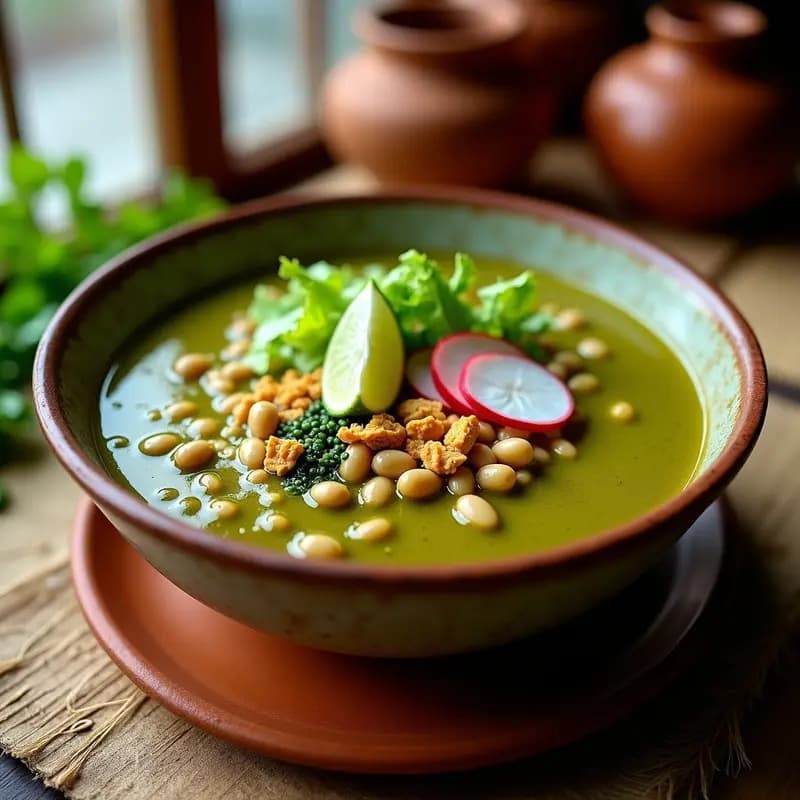 Pozole Verde de Frijoles Ayocote: Receta Mexicana Vegana con Chili Pasilla