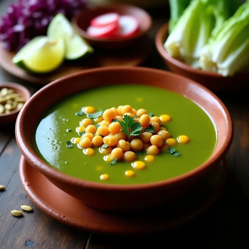 Pozole Verde Mexicano con Garbanzos: Sopa Tradicional Vegana y Sin Gluten