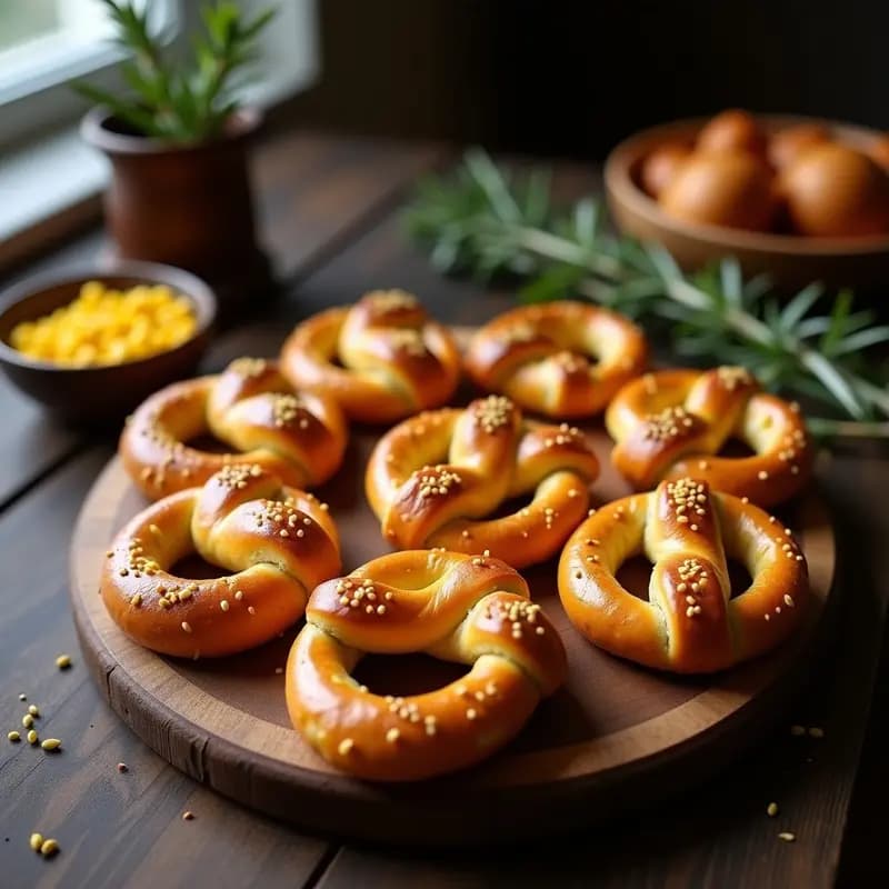 Pretzels de Queso Cheddar y Semillas de Mostaza: Snack Alemán Keto y Crujiente