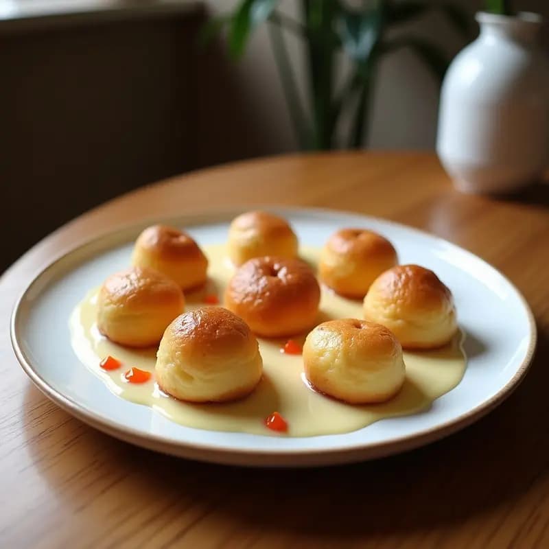 Profiteroles de Queso de Almendras Rellenos de Crema de Vainilla: Postre Francés Sin Lactosa