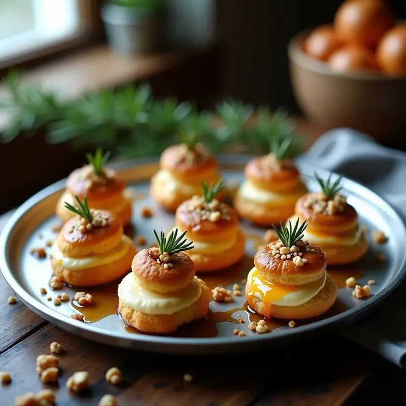 Profiteroles de Queso de Cabra y Miel de Trufa: Aperitivo Francés Keto en 20 Minutos