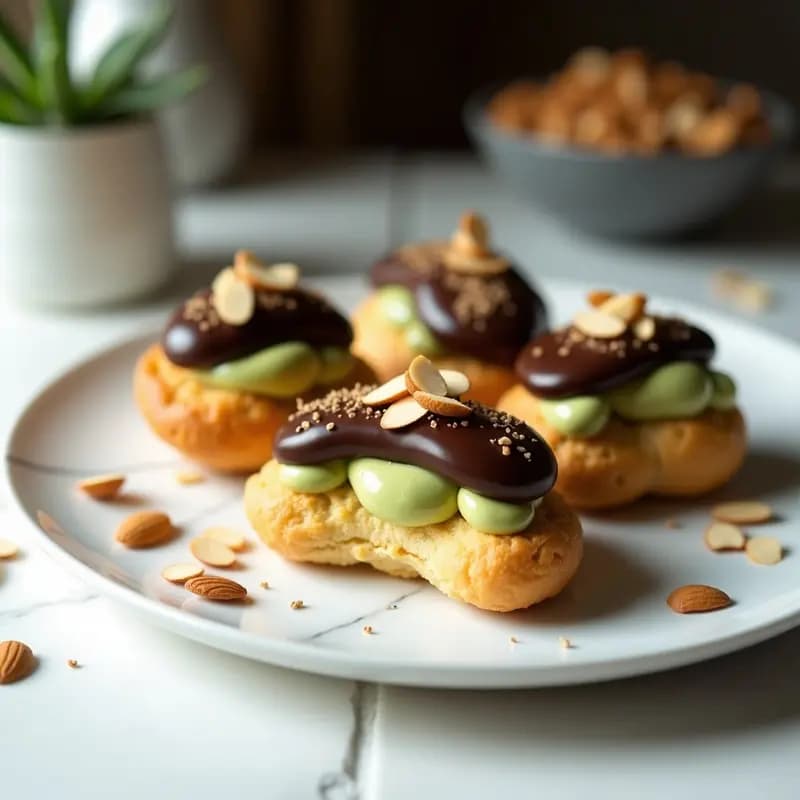 Profiteroles de Masa Choux con Crema de Aguacate: Postre Francés Vegano