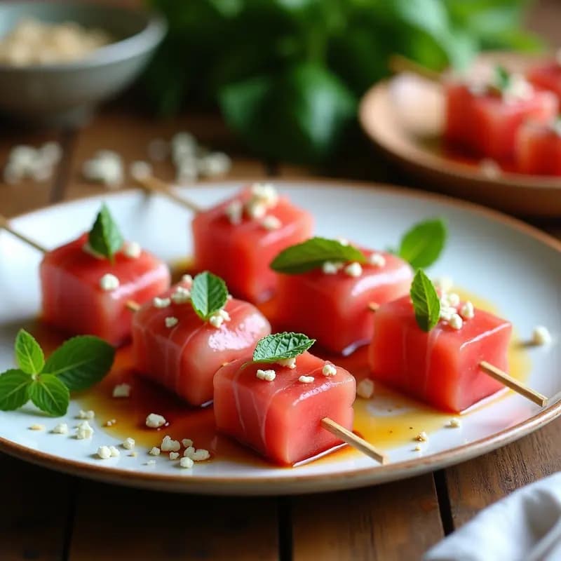 Prosciutto e Melone: Entrante Italiano de Jamón y Sandía con Toque de Menta