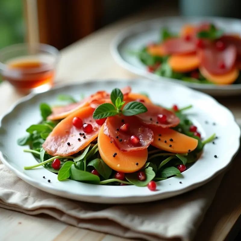 Prosciutto e Melone con Rúcula y Vinagreta de Granado: Entrante Italiano Fresco y Keto
