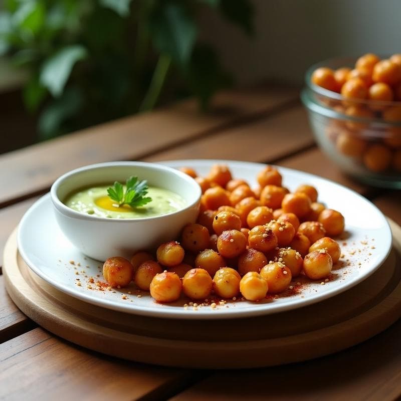 Proteínas de Garbanzo Crujientes al Pimentón con Dip de Aguacate: Snack Keto y Sin Harina