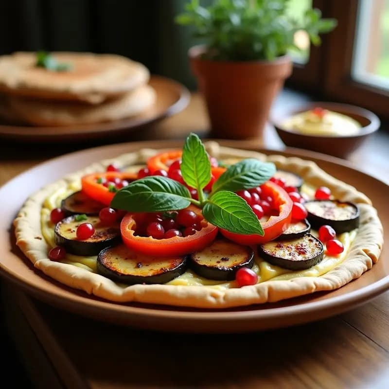 P routine de Verduras Asadas con Hummus y Pan de Pita Integral: Receta Libanesa