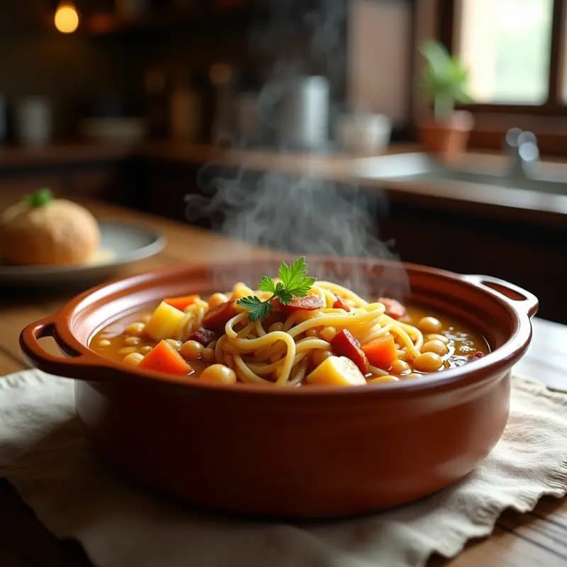 Puchero Andaluz con Fideos Finos y Huesos de Jamón: Cocido Tradicional de Invierno