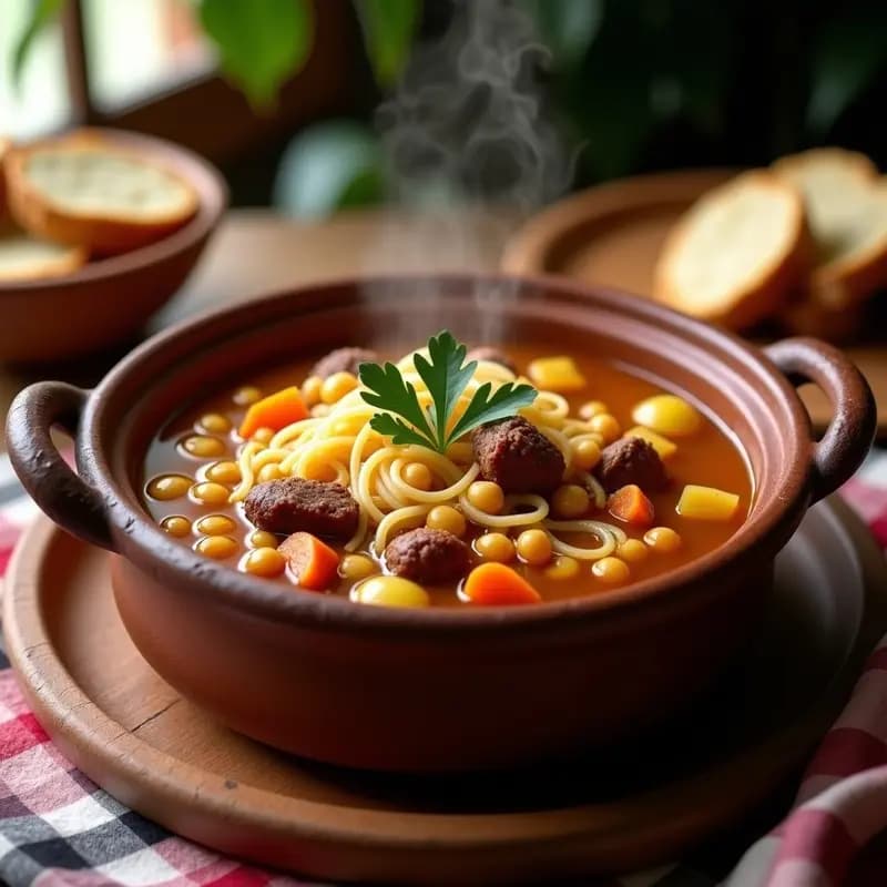 Puchero Andaluz con Garbanzos, Morcilla y Caldo de Jamón: Receta de Cocido en Versión Ligera