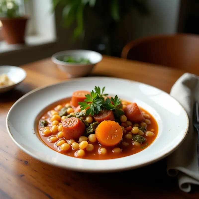 Puchero Andaluz con Garbanzos, Morcilla y Verduras: Receta de Invierno para 6 Personas