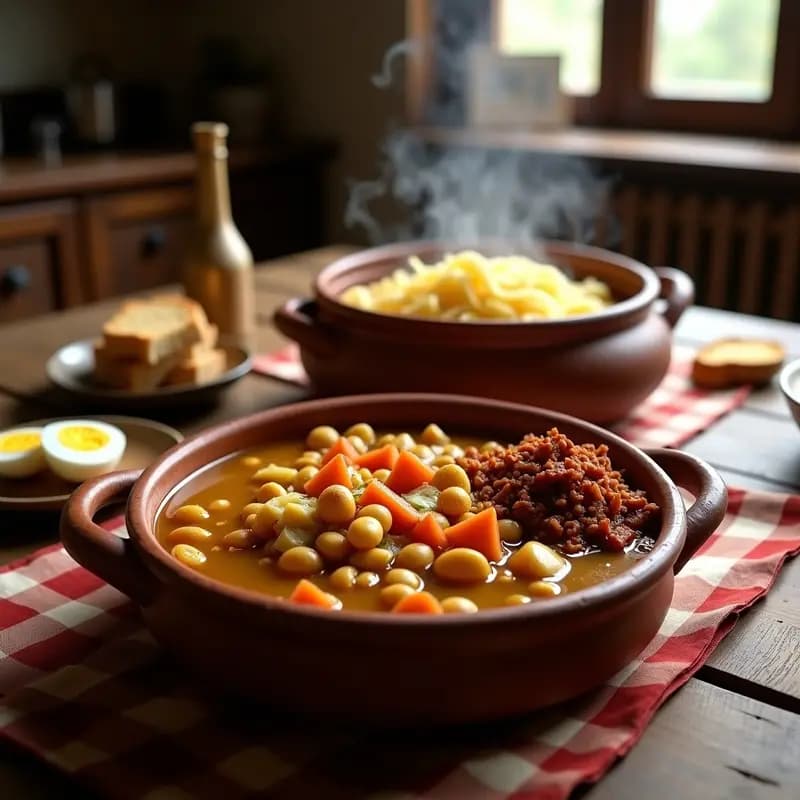 Puchero Andaluz con Pringá: Receta Contundente de Invierno en Olla Grande