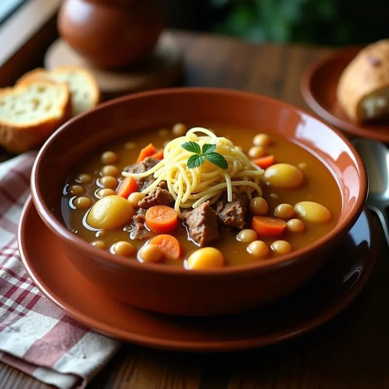 Puchero Anduz de Garbanzos y Pringá: Cocido Gitano para Días Fríos