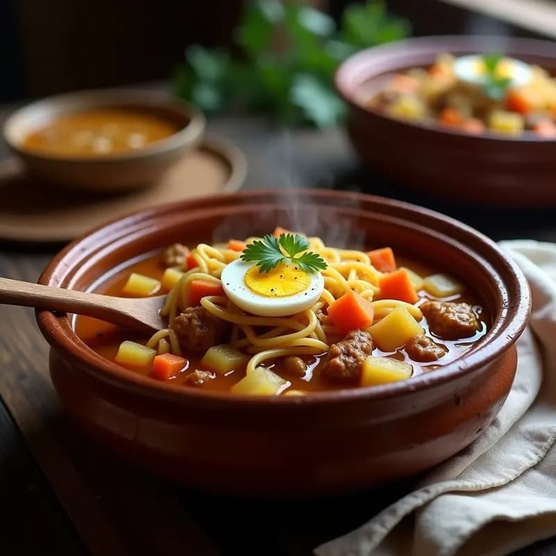 Puchero Anduzlo con Pringá y Fideos: Cocido de la Sierra en Olla Lenta