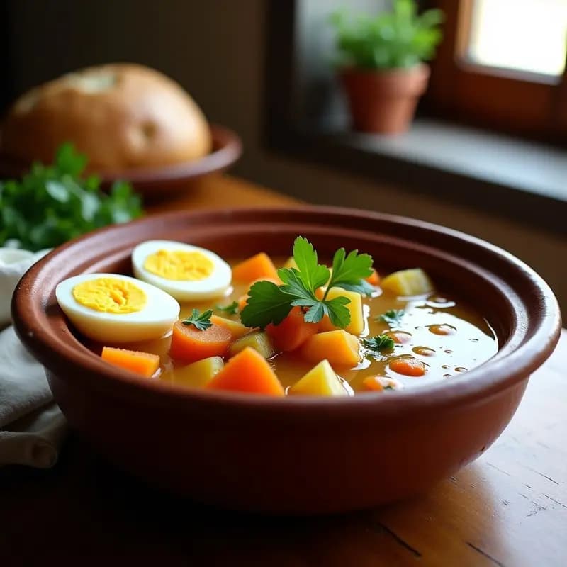 Puchero canario con batata y berros: Sopa tradicional de las islas en olla exprés