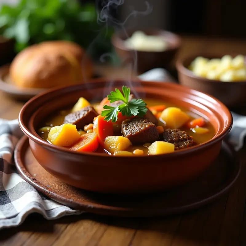 Puchero Canario con falda de ternera y batata: Guiso de invierno en olla exprés