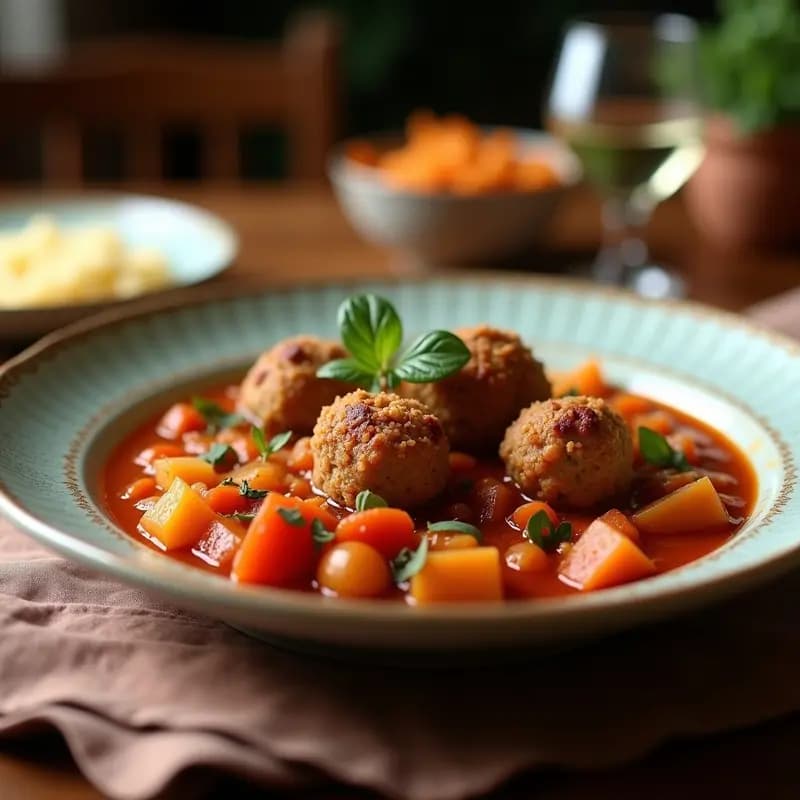 Puchero español con pelota de pan rallado: receta tradicional de la abuela en olla lenta