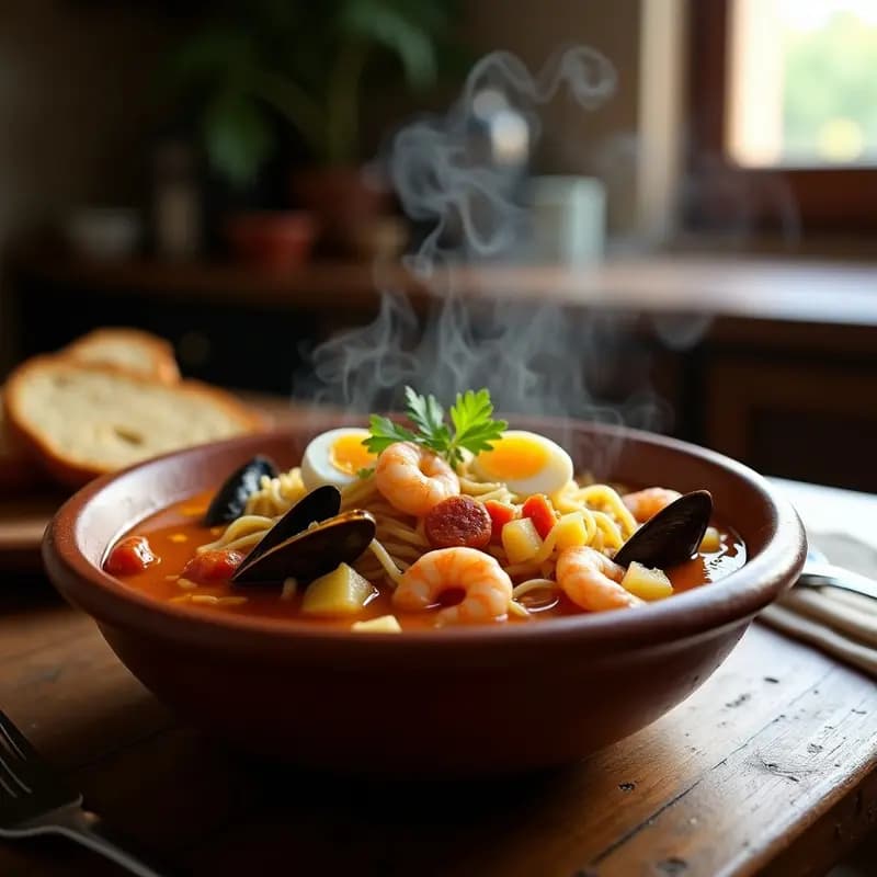 Puchero Gitano con Fideos: Cocido Andaluz con Toque de Mariscos
