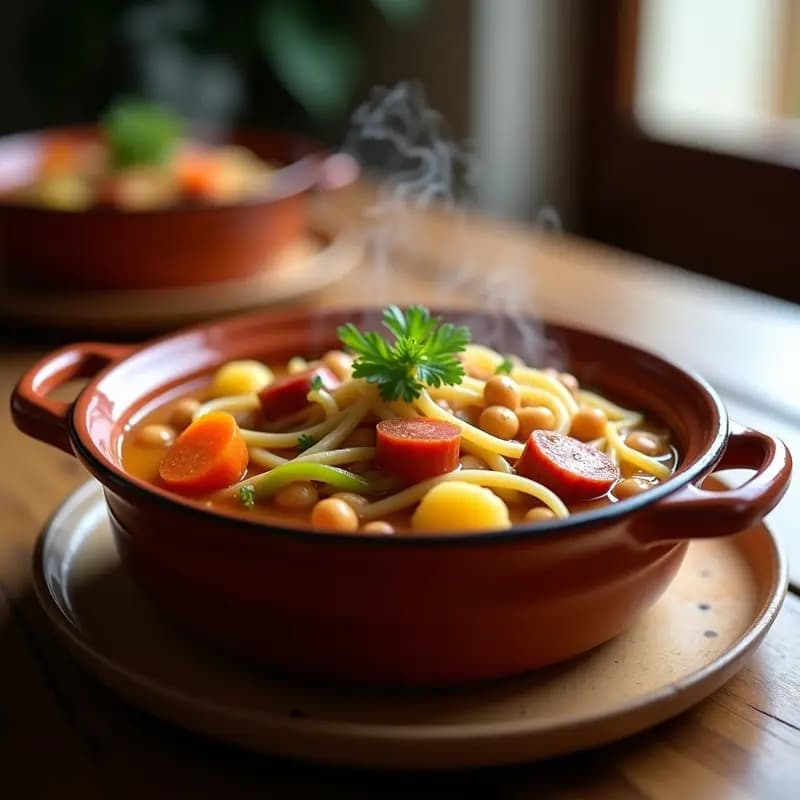 Puchero Gitano con Garbanzos y Fideos: Receta Andaluza de Cuchara para 6 Personas