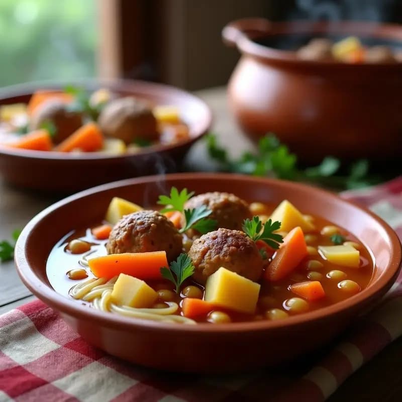 Puchero Granadino con Albóndigas de Carne: Receta de Cuchara Tradicional