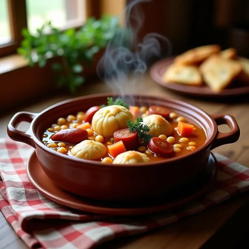 Puchero de Invierno con Pelota de Pan: Guiso de Aprovecho Nutritivo