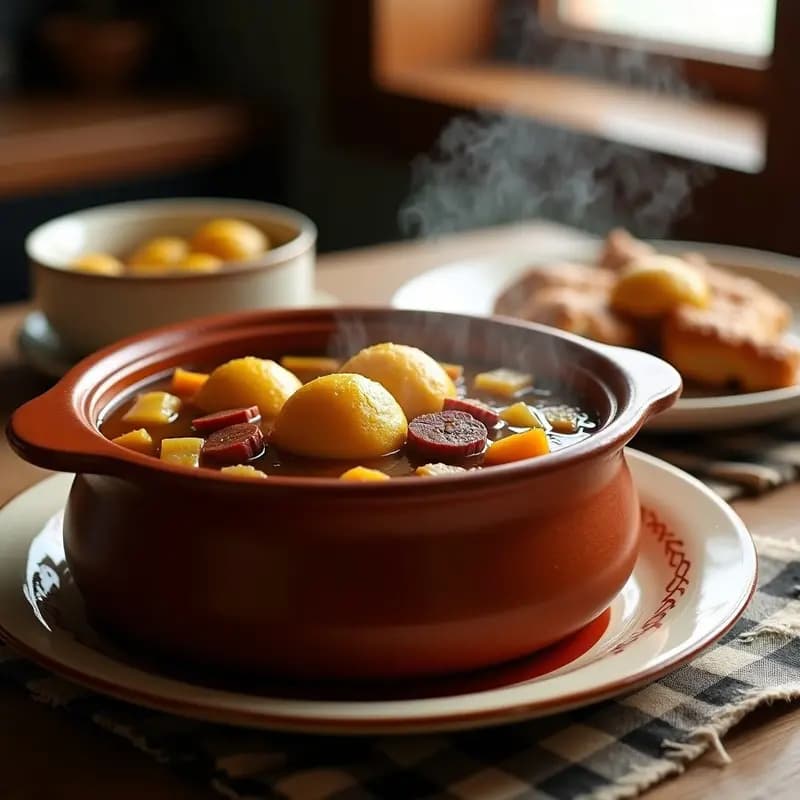 Puchero de Invierno con Pelotas de Pan: Receta Canaria en Olla de Barro