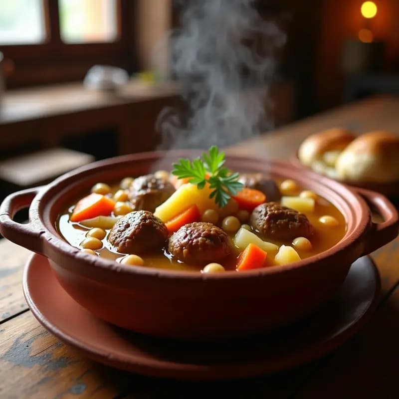 Puchero de Invierno con Pelotas: Cocido Gibraltareño con Albóndigas de Carne