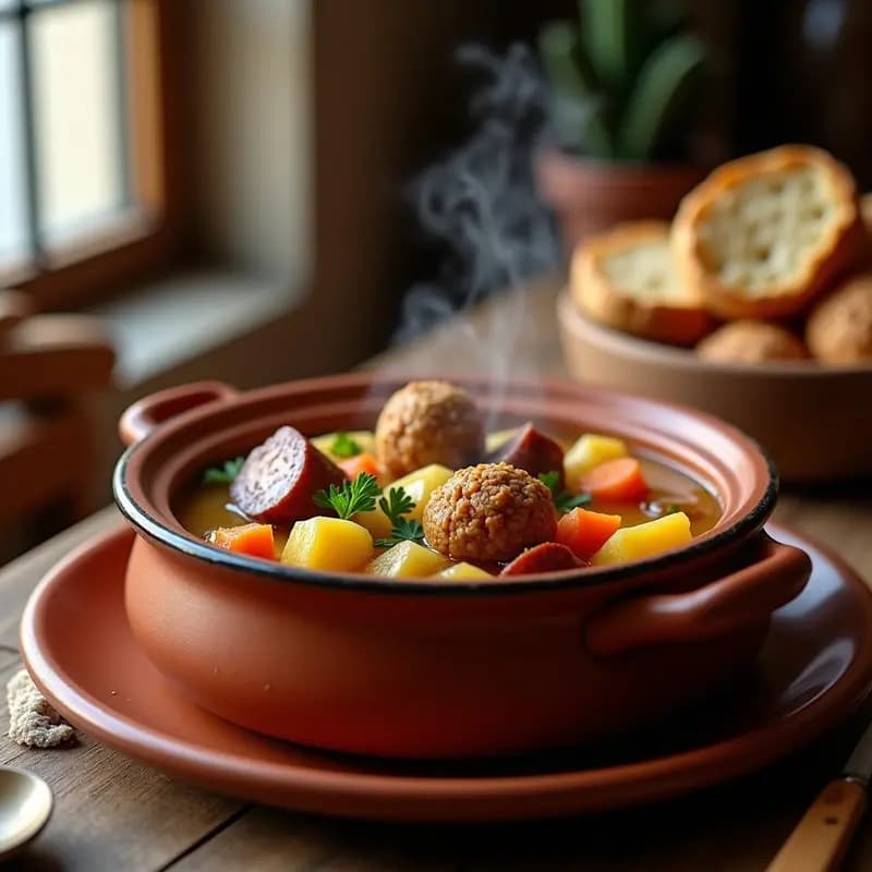 Puchero Manchego con Pelotas de Almendras: Guiso de Invierno Reconfortante y Alta en Proteína